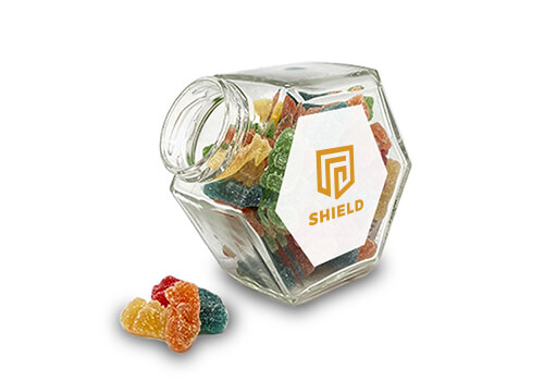 bote de crital personalizado para  ccaramelos o gominolas